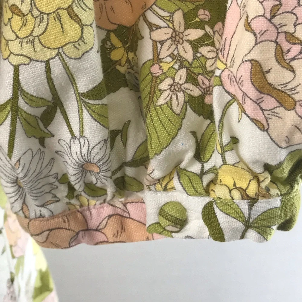 Who What Wear Floral Linen Bow Tie Back Midi Dress with Pockets